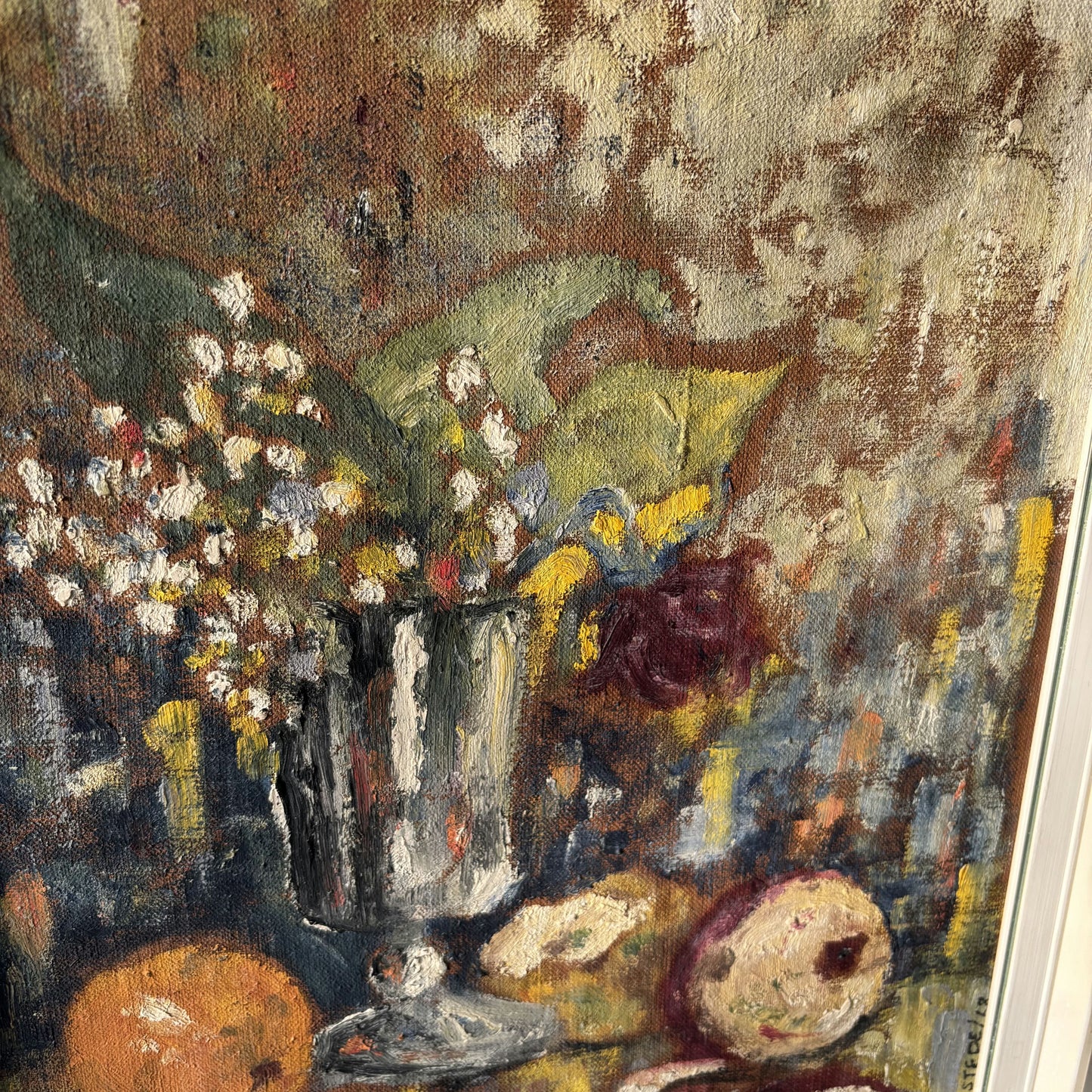 Remarkable Still Life Oil Painting "Flowering Vase" Traditional Small Artwork