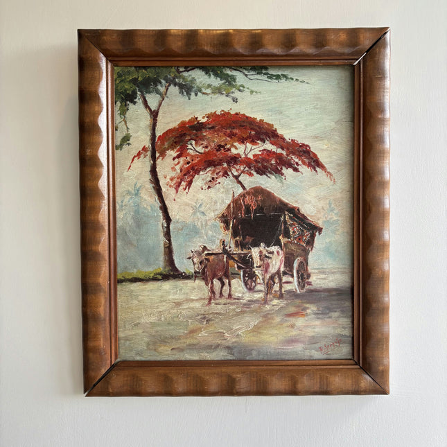 Classic Landscape Oil Painting "Ox Cart" Elegant Art Holland Art Shop