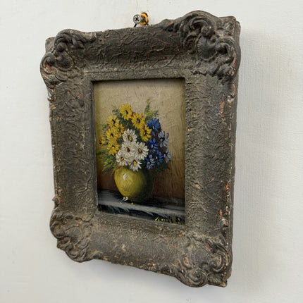 Authentic Floral Still Life Oil Painting "Flower Vase" Rustic Small Artwork Holland Art Shop