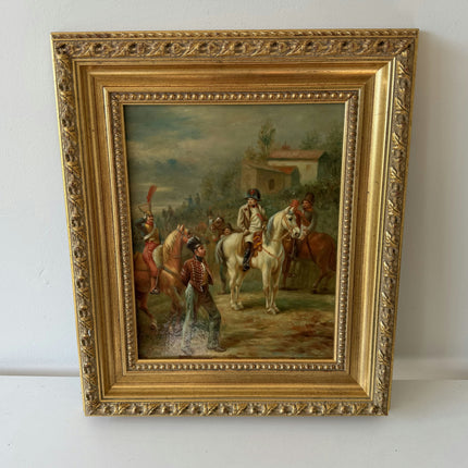 Refined Interior Oil Painting "Mounted Officer" Timeless Small Artwork Holland Art Shop