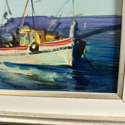 Detailed Harbor Scene Oil Painting "Framed Painting" Authentic Small Artwork Holland Art Shop