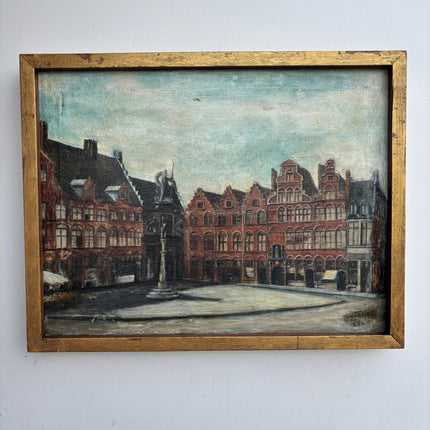 Elegant Cityscape Oil Painting "Town Fountain" Classic Art Holland Art Shop