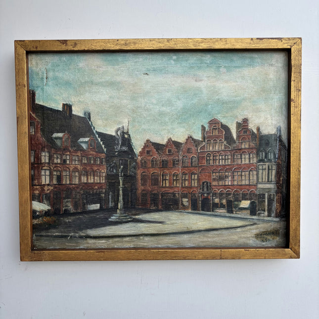 Elegant Cityscape Oil Painting "Town Fountain" Classic Art Holland Art Shop