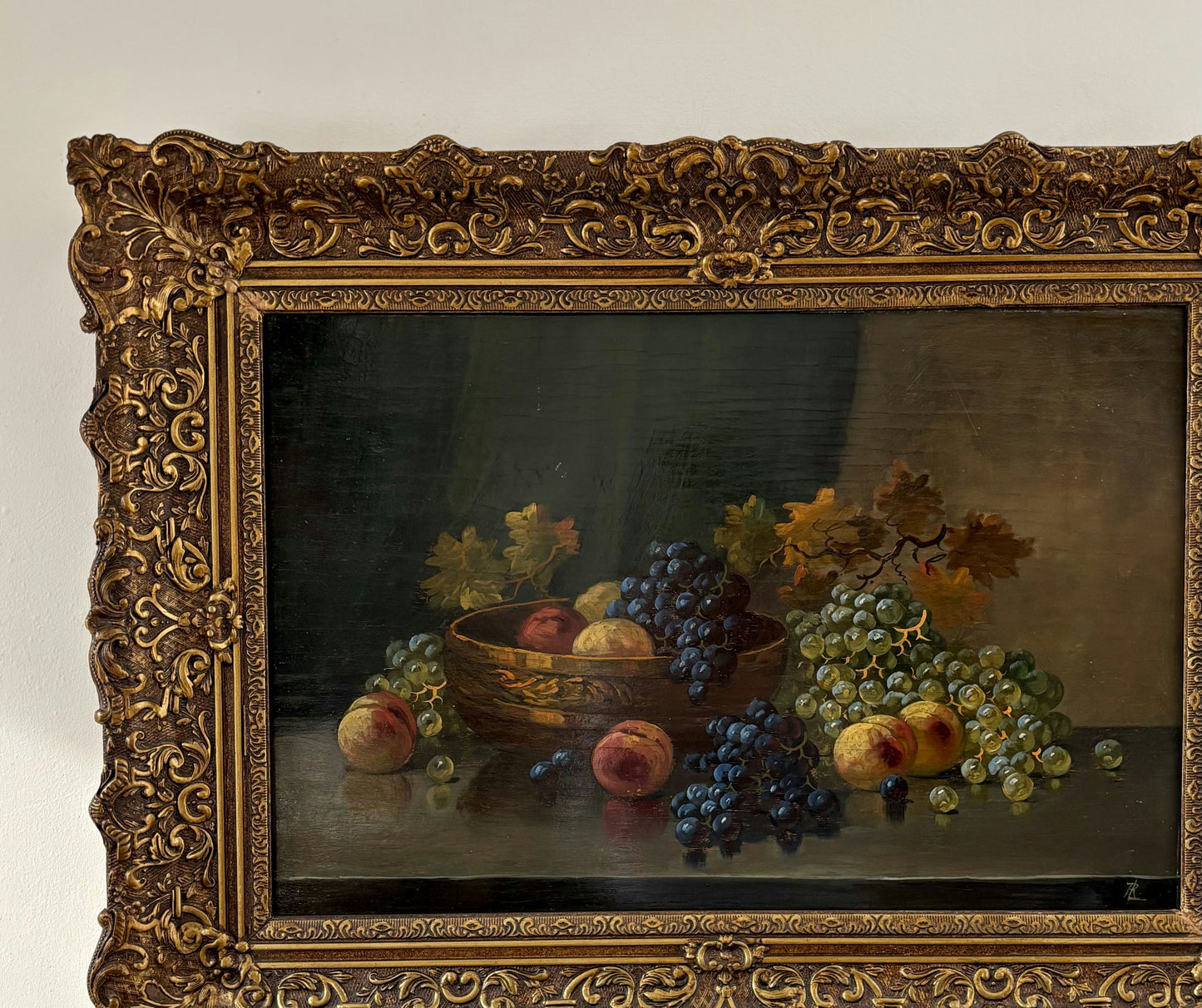 Original Oil Painting Still Life "Fruit Bowl Arrangement" Wonderful Large Art