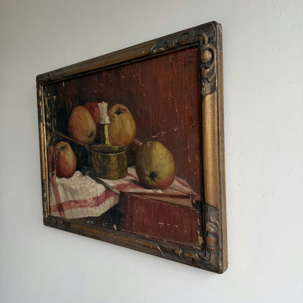 1940 Still Life Oil Painting "Three Apples" Art Holland Art Shop