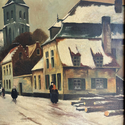 1941 Winter Landscape Oil Painting "Snowy Village" Art Holland Art Shop