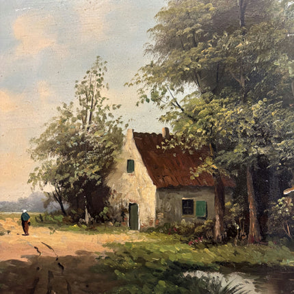 Original Landscape Oil Painting "Country Cottage" Vintage Artwork Holland Art Shop
