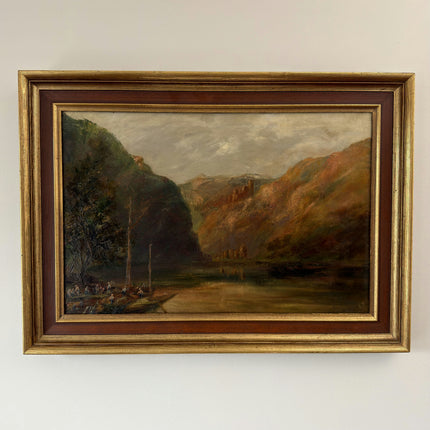 19th Century Antique Landscape Oil Painting "River Gorge" Art Holland Art Shop