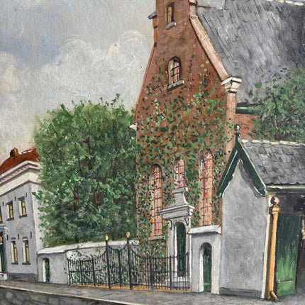 Original Cityscape Oil Painting "Church Steeple" Authentic Art Holland Art Shop
