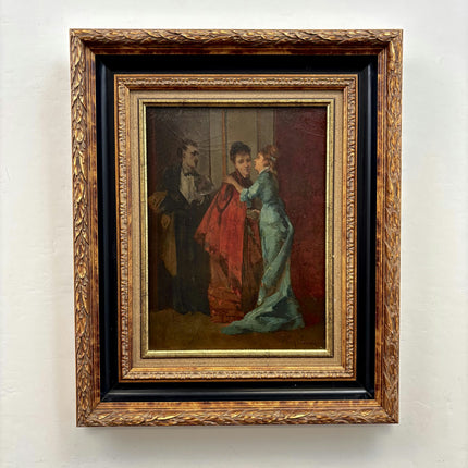 19th Century Antique Figurative Oil Painting "Embracing Woman" Art Holland Art Shop