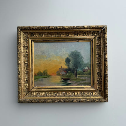 Authentic Landscape Oil Painting "Gilded Frame" Timeless Small Art Holland Art Shop