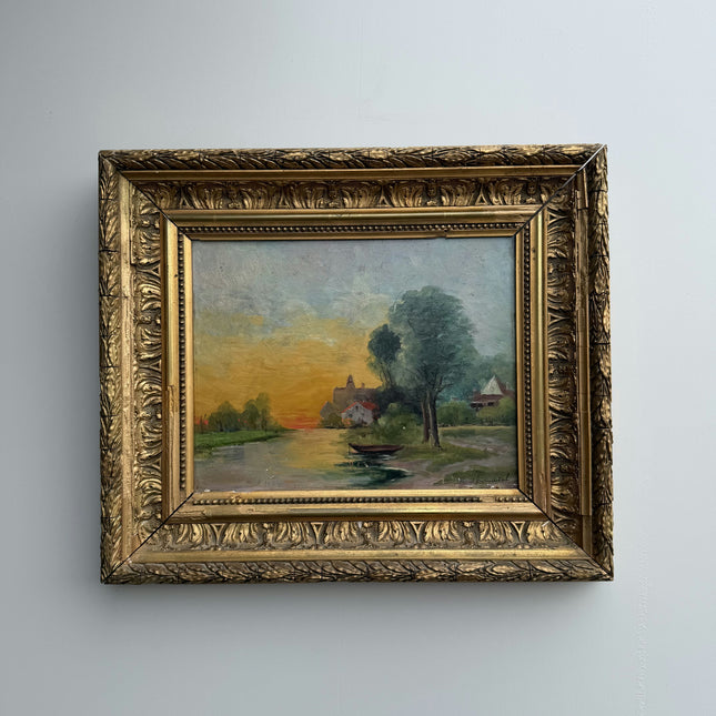 Authentic Landscape Oil Painting "Gilded Frame" Timeless Small Art Holland Art Shop