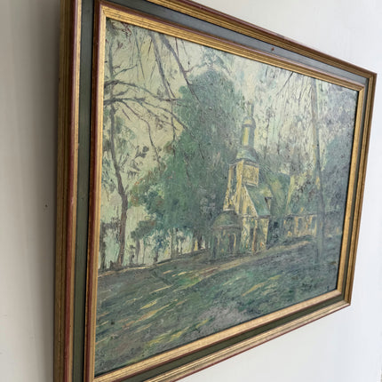 Vintage Landscape Oil Painting "Village Church" Classic Art Holland Art Shop