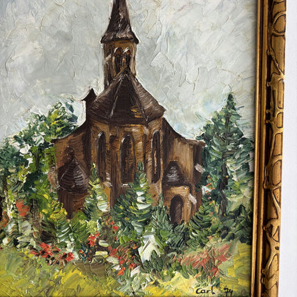 Handcrafted Landscape Oil Painting "Wooden Church" Timeless Artwork Holland Art Shop