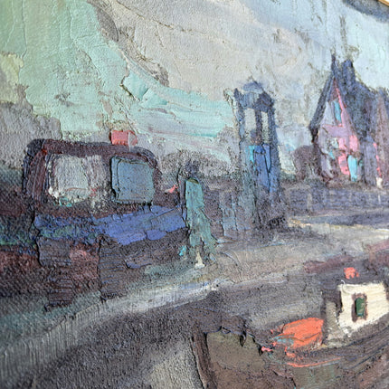 Original Harbor Scene Oil Painting "Harbor House" Traditional Belgique Art Holland Art Shop