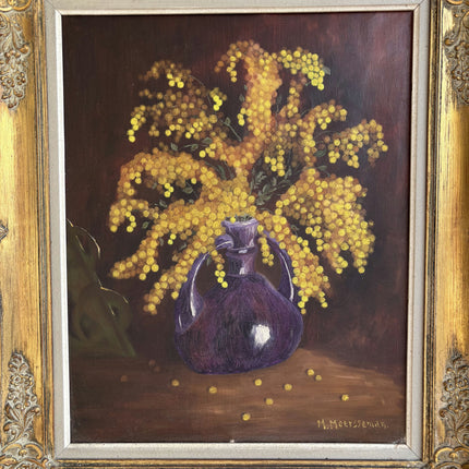 Expressive Floral Still Life Oil Painting "Purple Vase" Elegant Artwork Holland Art Shop