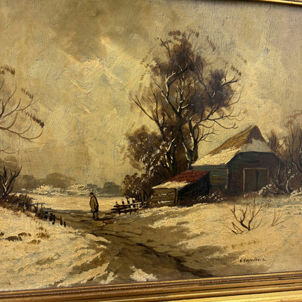 Classic Winter Landscape Oil Painting "Snowy Cottage" Expressive Artwork Holland Art Shop