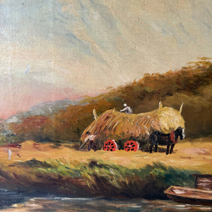 Vintage Landscape Oil Painting "Hay Cart" Elegant Large Art Holland Art Shop