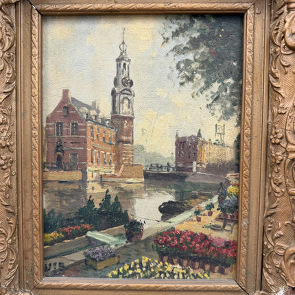 Timeless Cityscape Oil Painting "Decorative Frame" Rustic Small Artwork Holland Art Shop