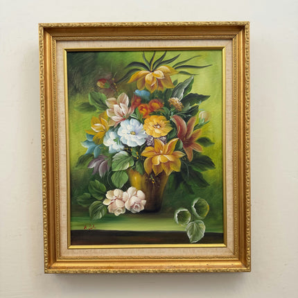 Elegant Floral Still Life Oil Painting "Flower Bouquet" Vintage Artwork Holland Art Shop