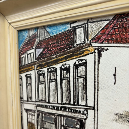 Original Cityscape Oil Painting "Town Facade" Detailed Small Art Holland Art Shop