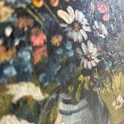 Vintage Floral Still Life Oil Painting "Blue Vase" Original Small Art Holland Art Shop