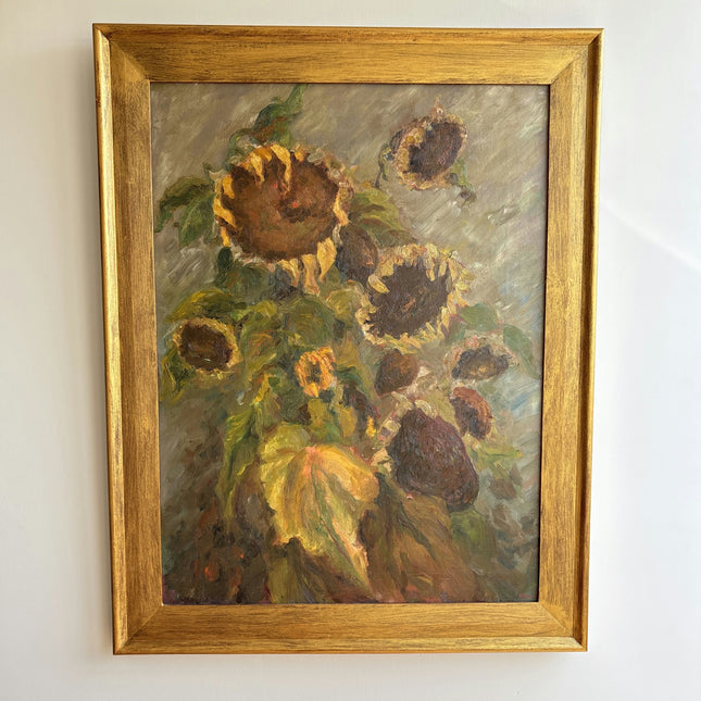 Timeless Floral Still Life Oil Painting "Drooping Sunflowers" Large Artwork Holland Art Shop