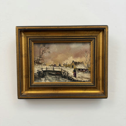 Original Winter Landscape Oil Painting "Framed Painting" Classic Small Art Holland Art Shop