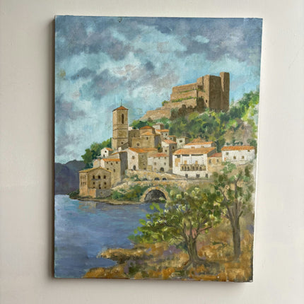 Rustic Cityscape Oil Painting "Hilltop Castle" Timeless Art Holland Art Shop