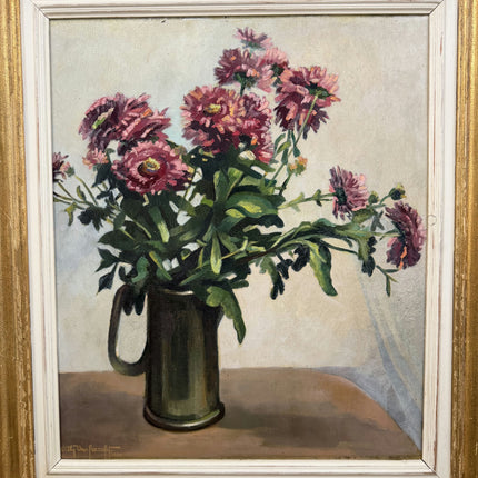 Timeless Floral Still Life Oil Painting "Pink Flowers" Handcrafted Large Art Holland Art Shop