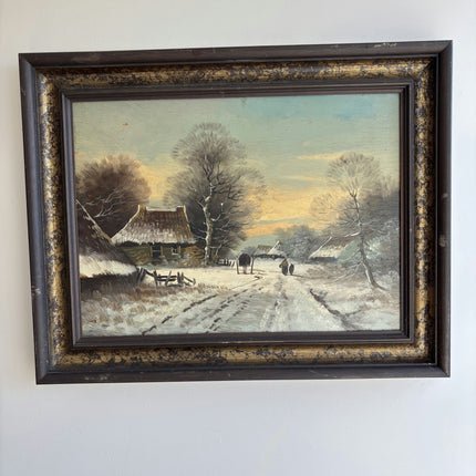 Handcrafted Farm Oil Painting "Thatched Cottage" Expressive Art Holland Art Shop