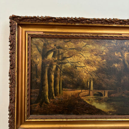 Authentic Landscape Oil Painting "Arched Bridge" Expressive Large Art Holland Art Shop
