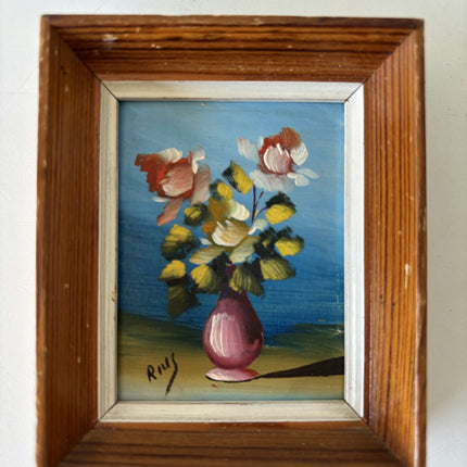 Elegant Floral Still Life Oil Painting "Pink Vase" Classic Small Artwork Holland Art Shop