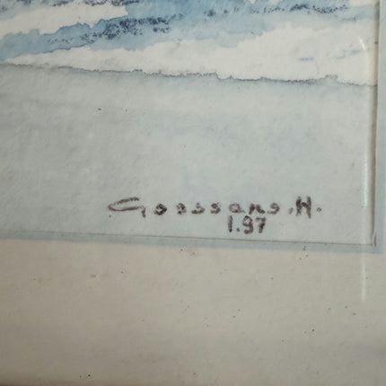 Original Winter Landscape Aquarel "Snowy Cabin" Detailed Small Art Holland Art Shop