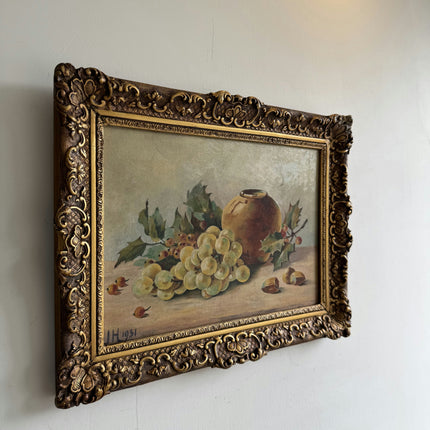 Traditional Still Life Oil Painting "Cluster Grapes" Vintage Artwork Holland Art Shop