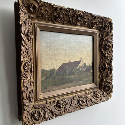 19th Century Antique Farm Oil Painting "Gilded Frame" Art Holland Art Shop