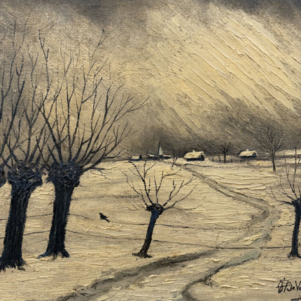 Detailed Winter Landscape Oil Painting "Pollard Trees" Timeless Artwork Holland Art Shop