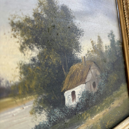 19th Century Antique Landscape Oil Painting "Gilded Frame" French Artwork Holland Art Shop