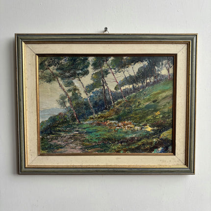 Traditional Landscape Oil Painting "Slender Pines" Vintage Art Holland Art Shop