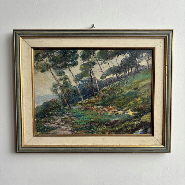 Traditional Landscape Oil Painting "Slender Pines" Vintage Art Holland Art Shop