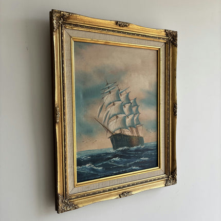 Expressive Seascape Oil Painting "Sailing Ship" Traditional Artwork Holland Art Shop