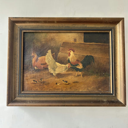 Antique Animals Oil Painting "Barnyard Rooster" Refined Small Art Holland Art Shop