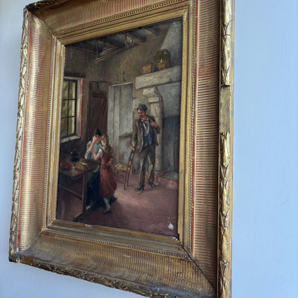 19th Century Antique Figurative Oil Painting "Weeping Woman" Art Holland Art Shop