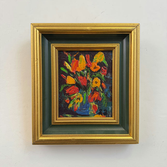 Rustic Floral Still Life Oil Painting "Flower Vase" Timeless Small Artwork Holland Art Shop