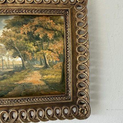 Vintage Oil Painting Landscape "Autumn Pathway" Refined Small Art Holland Art Shop
