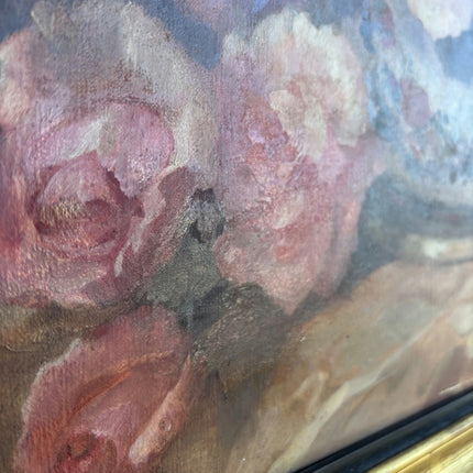 Elegant Floral Still Life Oil Painting "Pink Roses" Expressive Art Holland Art Shop
