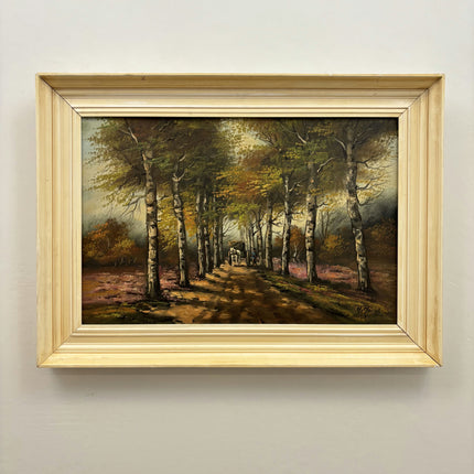Refined Landscape Oil Painting "Birch Alley" Traditional Large Artwork Holland Art Shop