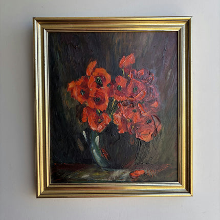 Classic Floral Still Life Oil Painting "Red Bouquet" Vintage Artwork Holland Art Shop