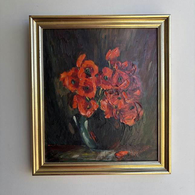 Classic Floral Still Life Oil Painting "Red Bouquet" Vintage Artwork Holland Art Shop