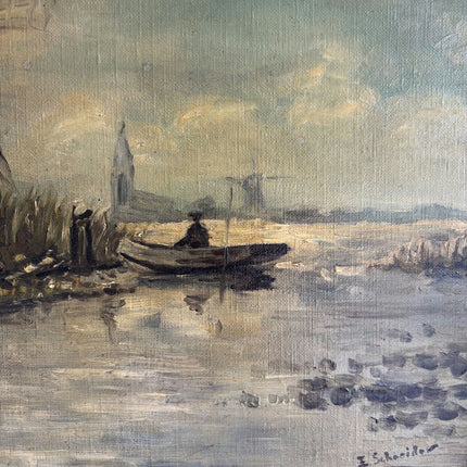 Detailed Landscape Oil Painting "Windmill Tower" Rustic Artwork Holland Art Shop